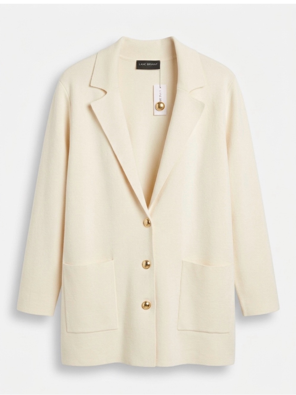 NWT LACIE BRYANT Cream Single-Breasted Knit Blazer